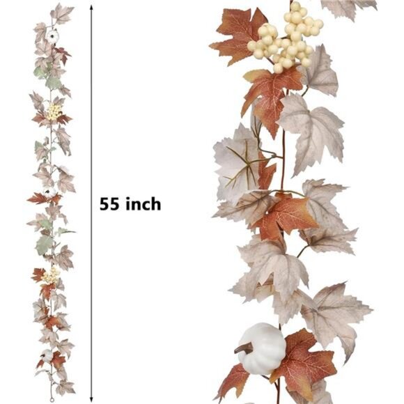 Fall Maple Leaf Garland, 5.9Ft Hanging Vine Artificial Autumn Foliage - Picture 3 of 8